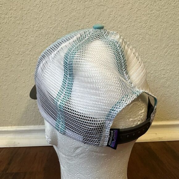 PATAGONIA P-6 Logo LoPro Trucker Hat Adjustable Snapback Teal/Grey #38016 OSFA - Picture 7 of 12